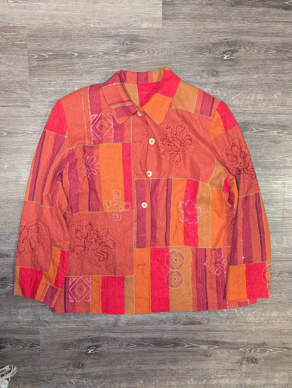 Boho Patchwork Hippie Button-Front Jacket